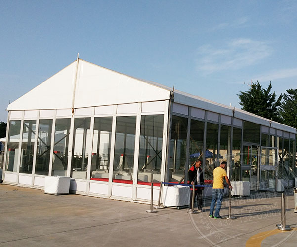  郑州篷房租赁厂家为安阳航展助力20米跨度玻璃透明篷房租赁